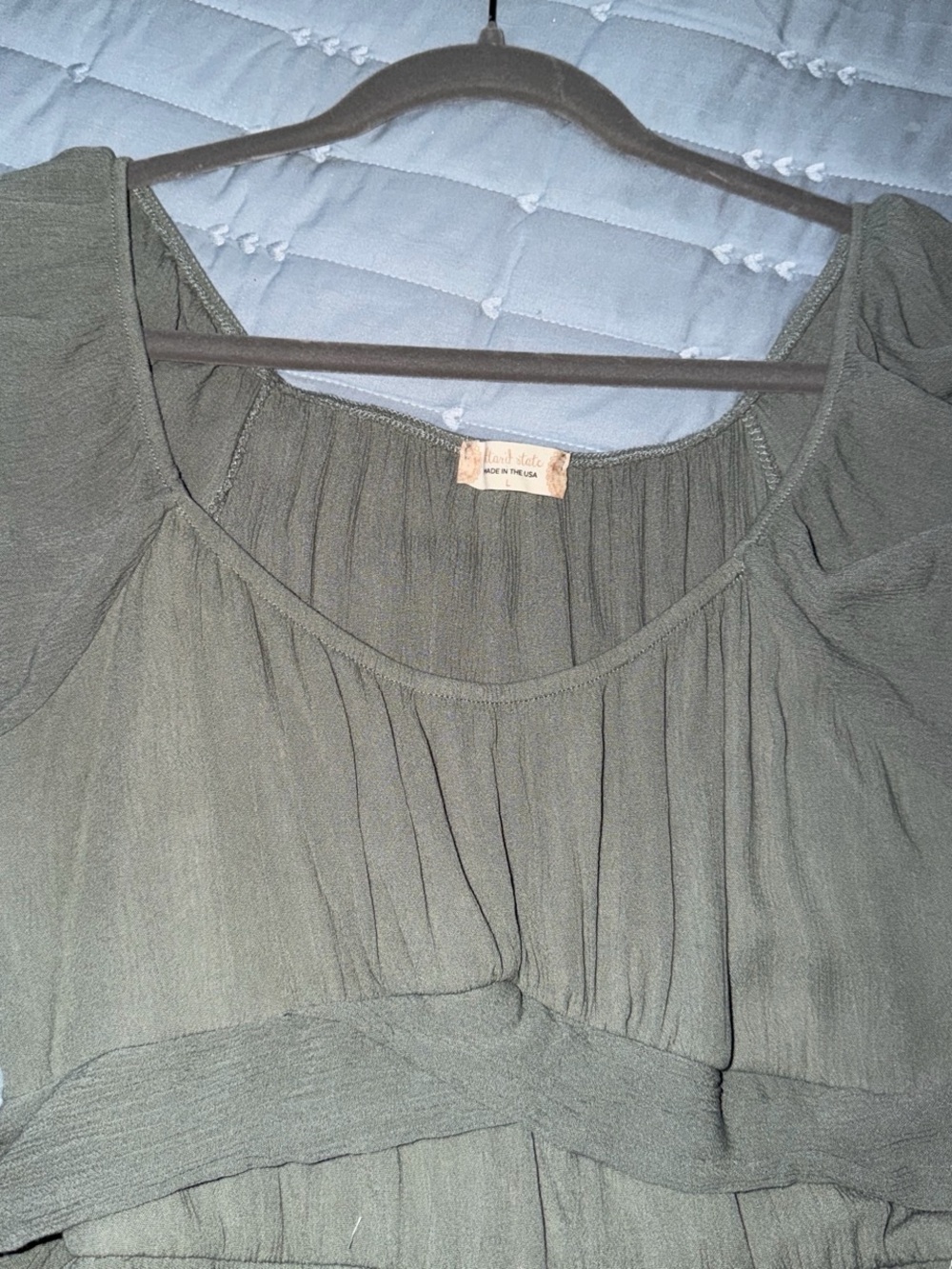 Altar’d State Slate Short Sleeve Ruffle Romper - Picture 4 of 4